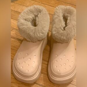 Crocs Stomp Faux Fur Lined Boot Women's 8 Men's 6 Stucco 208718 Chunky Platform